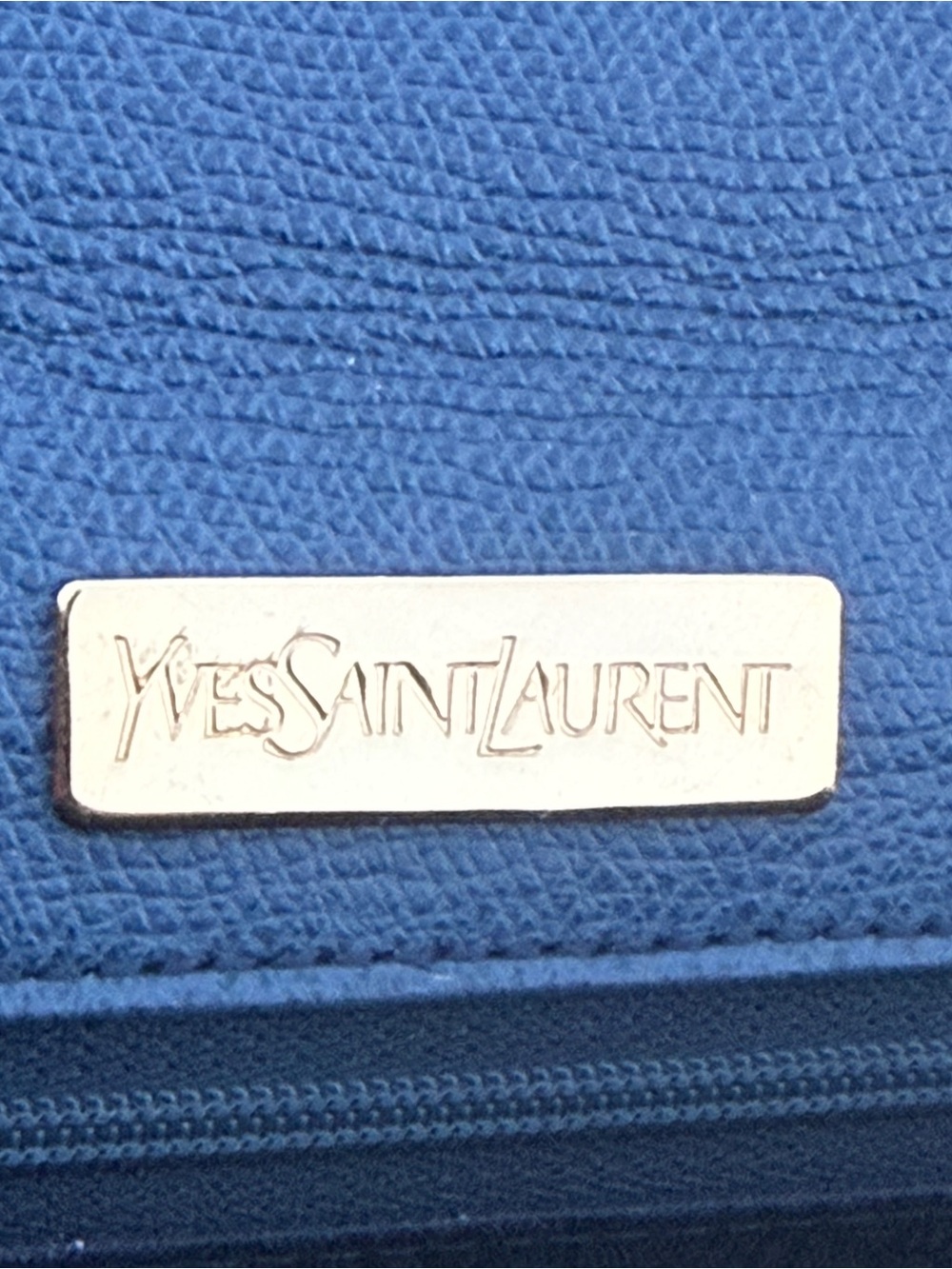 Vintage Yves Saint Laurent Navy Blue Leather Briefcase Top Handle Bag YSL - Picture 4 of 15
